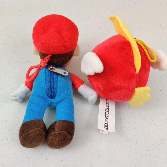 Mario Plush Zippered Keychain and Mario Kart Plush Cheep Cheep Flying Fish - Picture 2 of 5